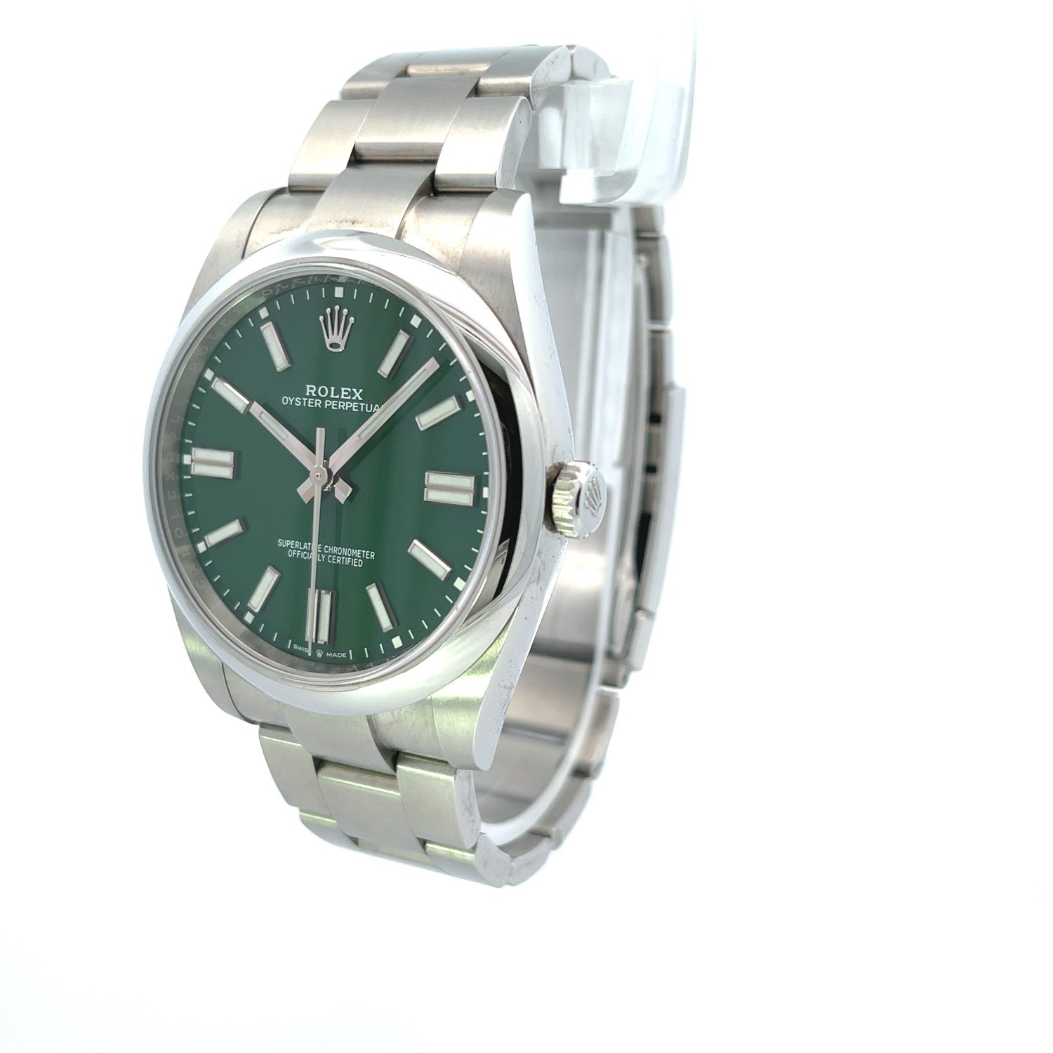 Rolex Oyster Perpetual 41mm Stainless Steel Green Dial 124300 - Beverly Hills Watch Company
