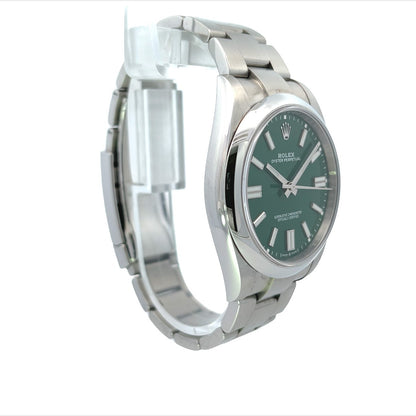 Rolex Oyster Perpetual 41mm Stainless Steel Green Dial 124300 - Beverly Hills Watch Company