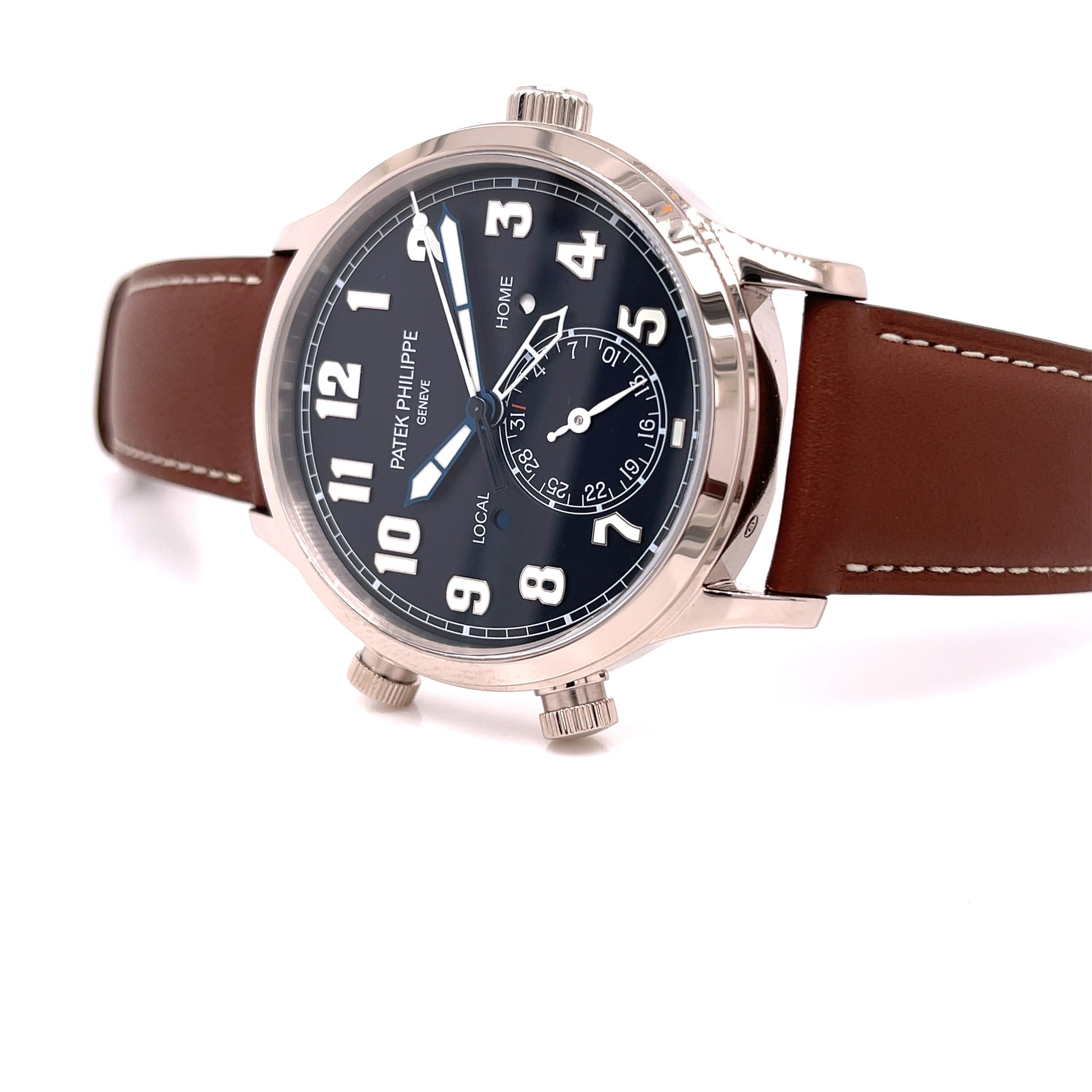 Patek Philippe 42mm Calatrava Pilot Travel Time Blue Dial Automatic 5524G-001 FUWYD8 - Beverly Hills Watch Company