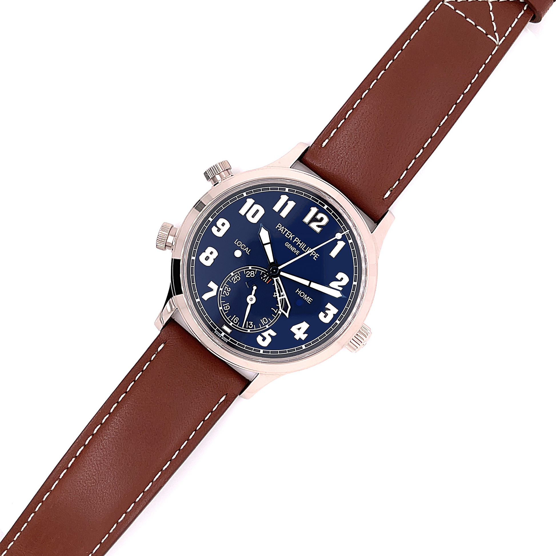 Patek Philippe 42mm Calatrava Pilot Travel Time Blue Dial Automatic 5524G-001 FUWYD8 - Beverly Hills Watch Company