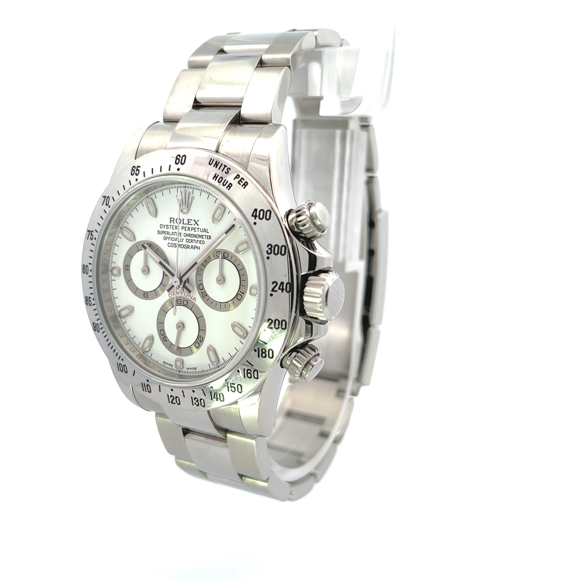 Rolex Daytona Stainless Steel Oyster Bracelet White Dial 116520 - Beverly Hills Watch Company