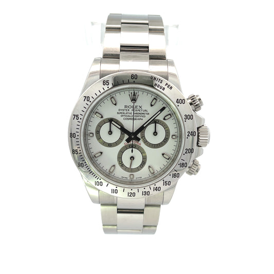 Rolex Daytona Stainless Steel Oyster Bracelet White Dial 116520 - Beverly Hills Watch Company