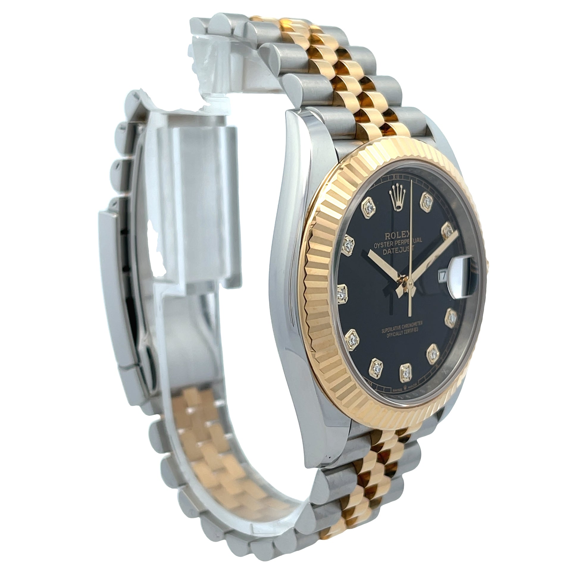 Rolex Datejust 41mm Black Diamond Dial Yellow Gold and Stainless Jubilee 126333 - Beverly Hills Watch Company