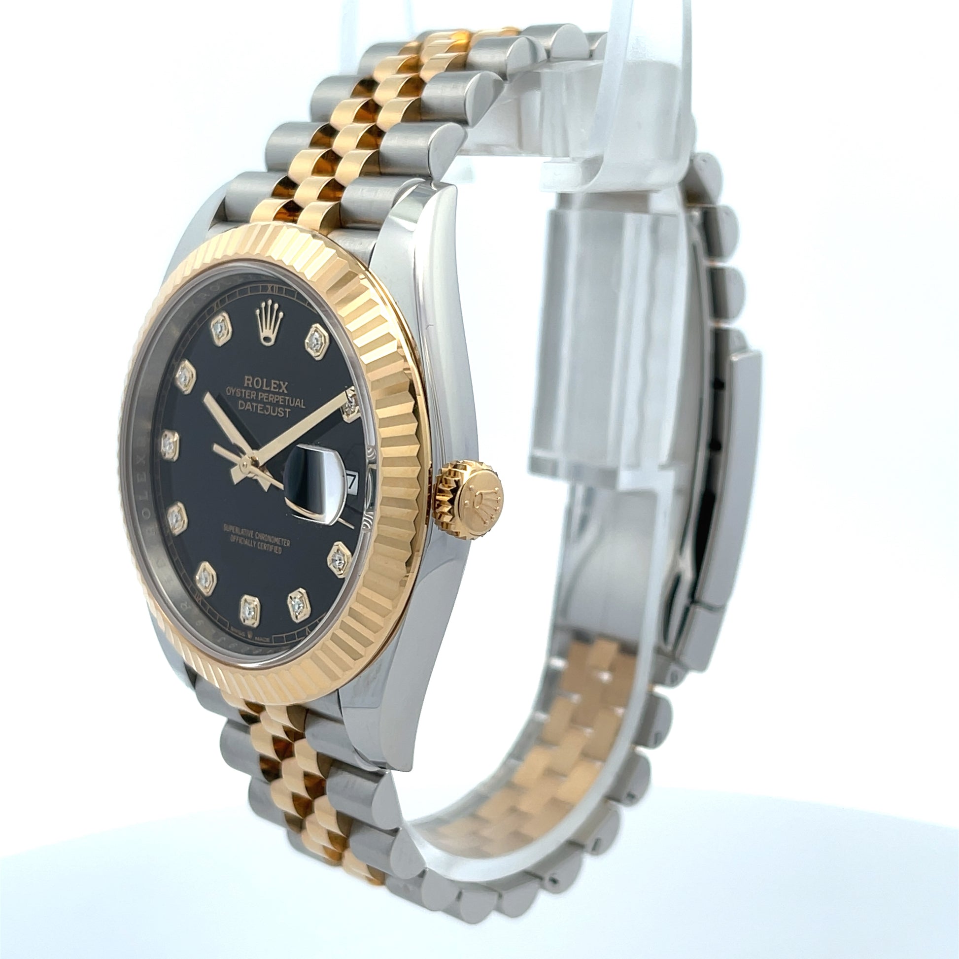 Rolex Datejust 41mm Black Diamond Dial Yellow Gold and Stainless Jubilee 126333 - Beverly Hills Watch Company