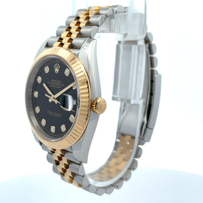 Rolex Datejust 41mm Black Diamond Dial Yellow Gold and Stainless Jubilee 126333 - Beverly Hills Watch Company