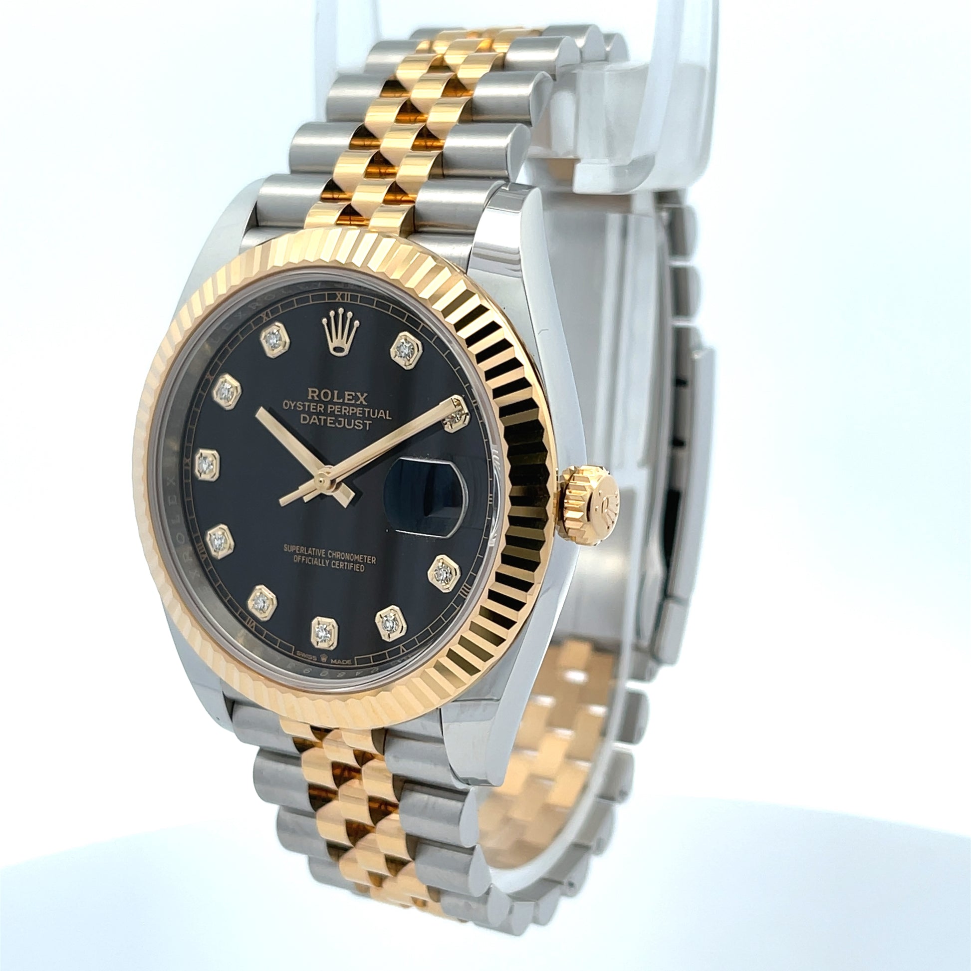 Rolex Datejust 41mm Black Diamond Dial Yellow Gold and Stainless Jubilee 126333 - Beverly Hills Watch Company