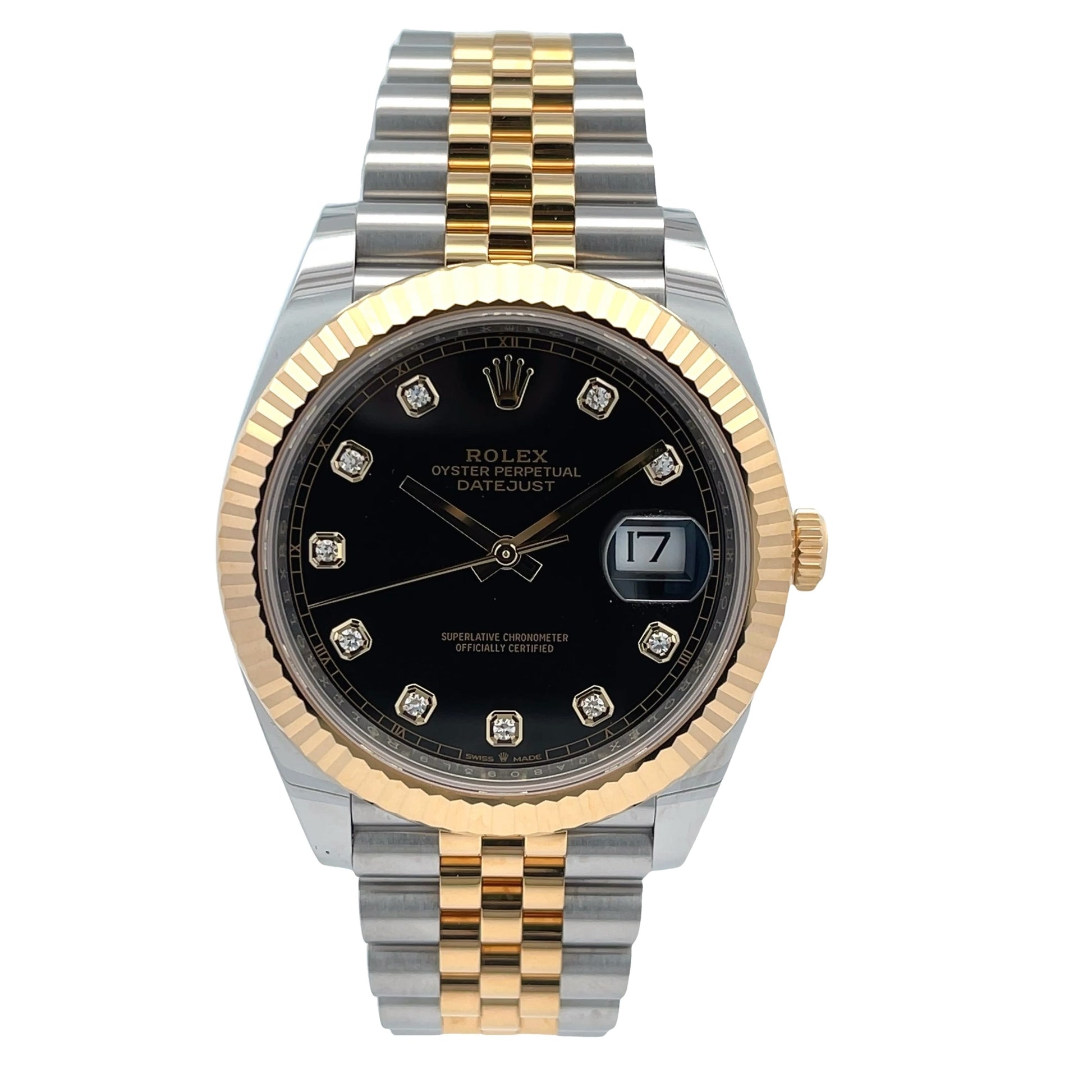 Rolex Datejust 41mm Black Diamond Dial Yellow Gold and Stainless Jubilee 126333 - Beverly Hills Watch Company