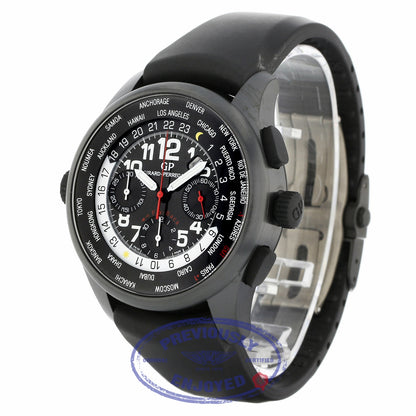 Girard Perregaux WW.TC Shadow Flyback Chronograph 43MM Ceramic Titanium Black Dial Black Rubber Strap 49820-32-611-FK6A 56E9EE - Beverly Hills Watch Company