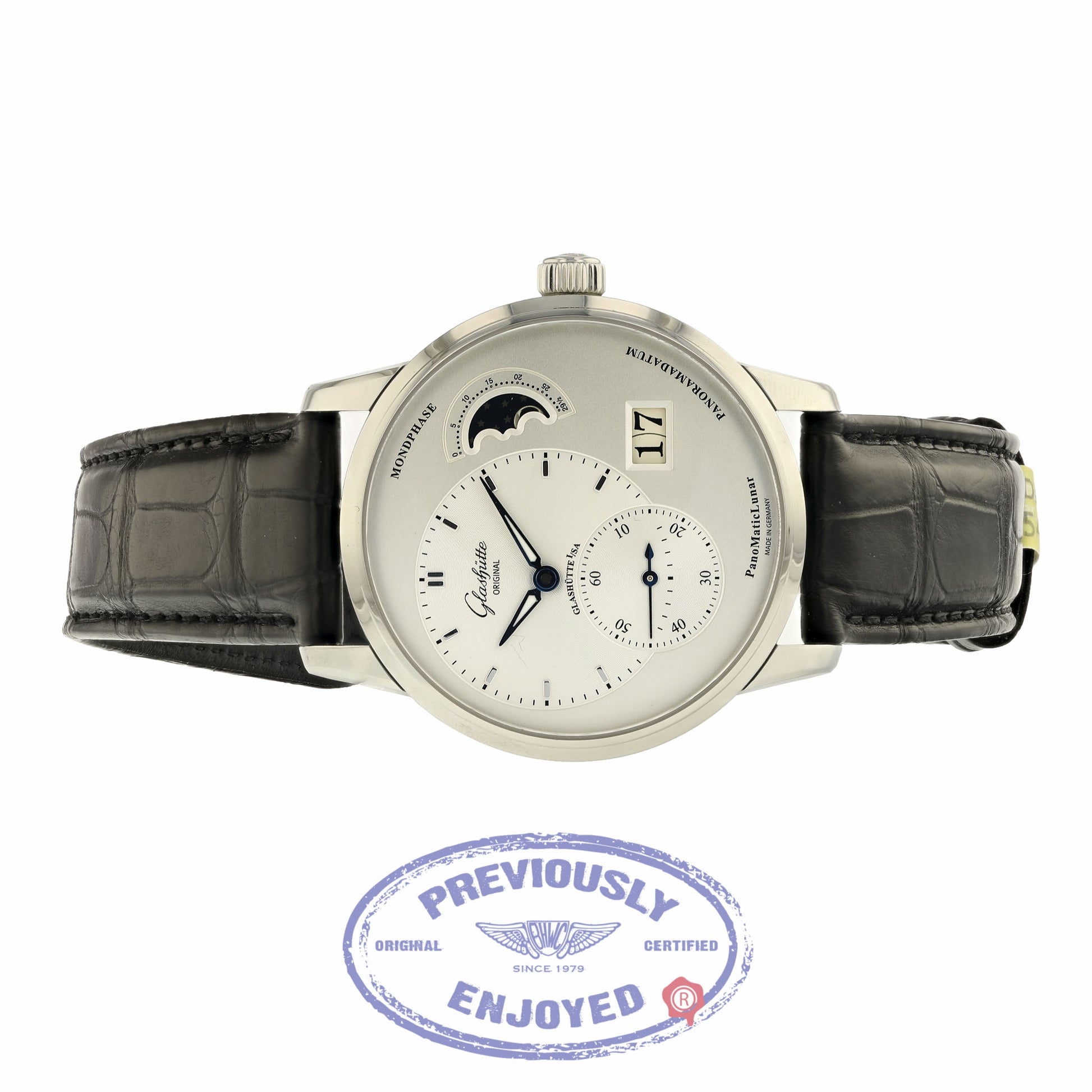 Glashutte PanoMatic Lunar Automatic 40mm Silver dial 90-02-42-32-05 048XK7 - Beverly Hills Watch Company