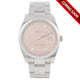 Rolex Datejust 34MM Stainless Steel 18k White Gold Fluted Bezel Pink Diamond Dial 115234 H154W3 - Beverly Hills Watch Company Watch Store