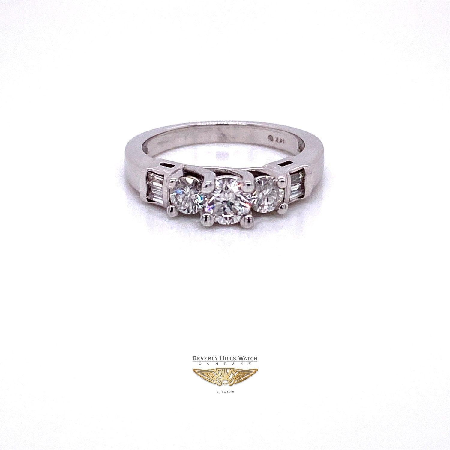 Round Brilliant Cut Three Diamond Ring Engagement Ring H38LT9 - Beverly Hills Watch and Jewelry Company