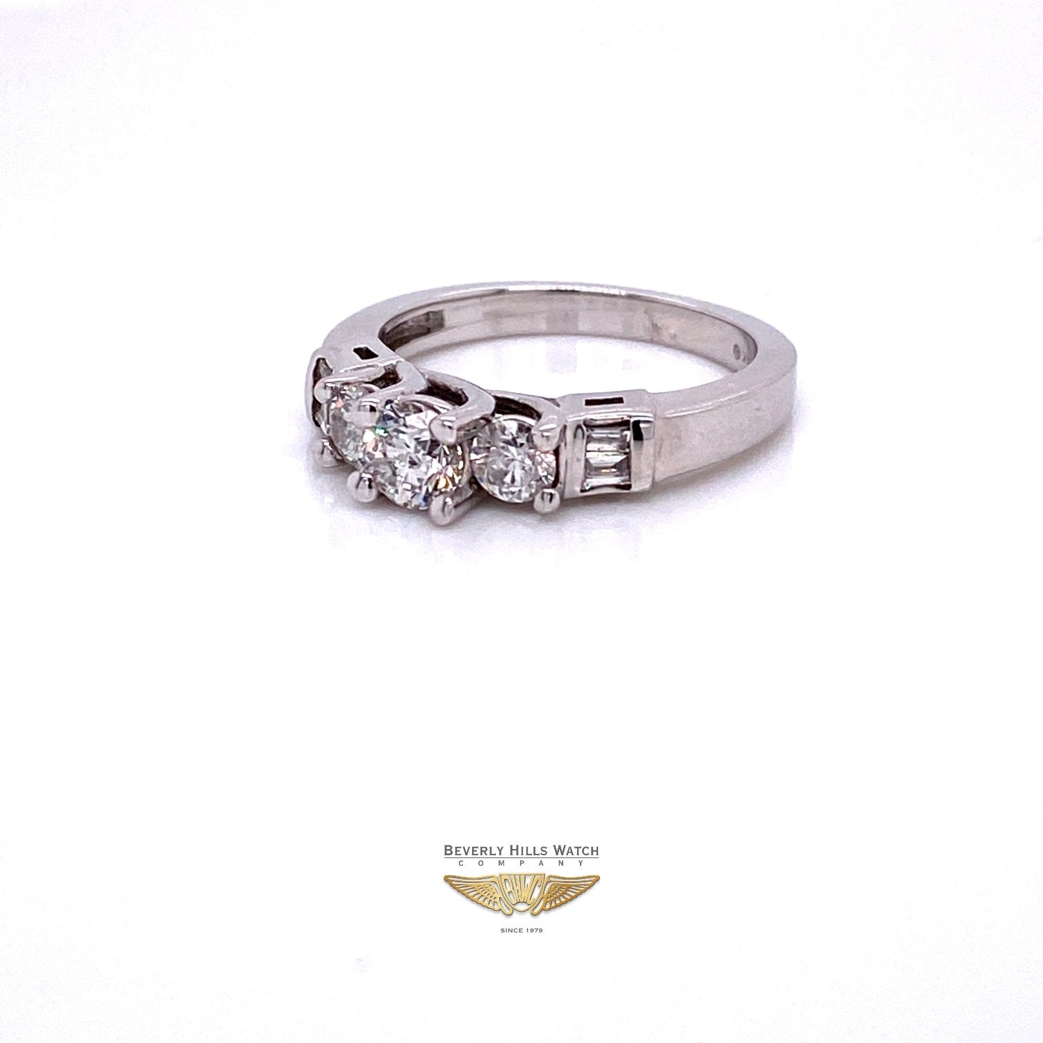 Round Brilliant Cut Three Diamond Ring Engagement Ring H38LT9 - Beverly Hills Watch and Jewelry Company