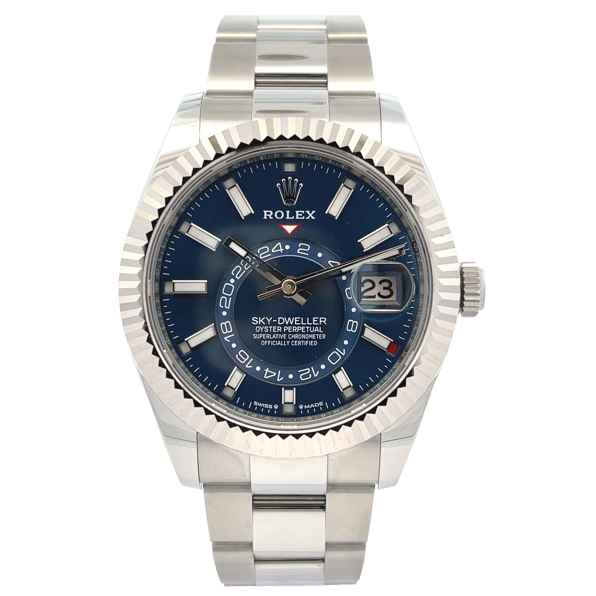 Rolex Sky-Dweller 42mm Stainless Steel Blue Dial Oyster Bracelet 336934 - Beverly Hills Watch Company