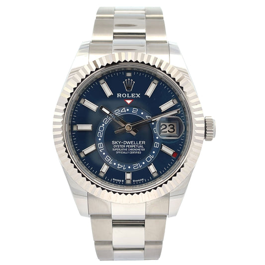 Rolex Sky-Dweller 42mm Stainless Steel Blue Dial Oyster Bracelet 336934 - Beverly Hills Watch Company