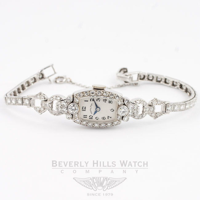 Hamilton Vintage Ladies White Gold and Diamond Watch Beverly Hills Watch Company Vintage Watches