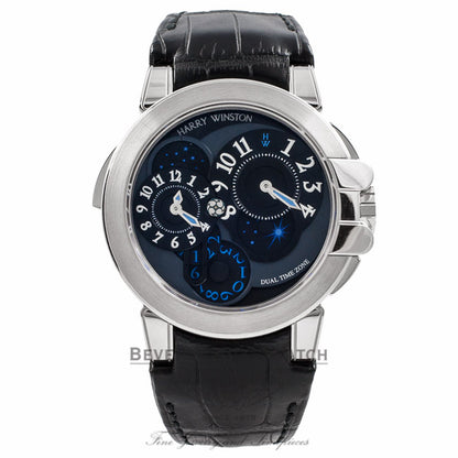 Harry Winston Ocean Dual Time 18k White Gold 400/MATZ44WL.K1 K6NCVI - Beverly Hills Watch Company Watch Store