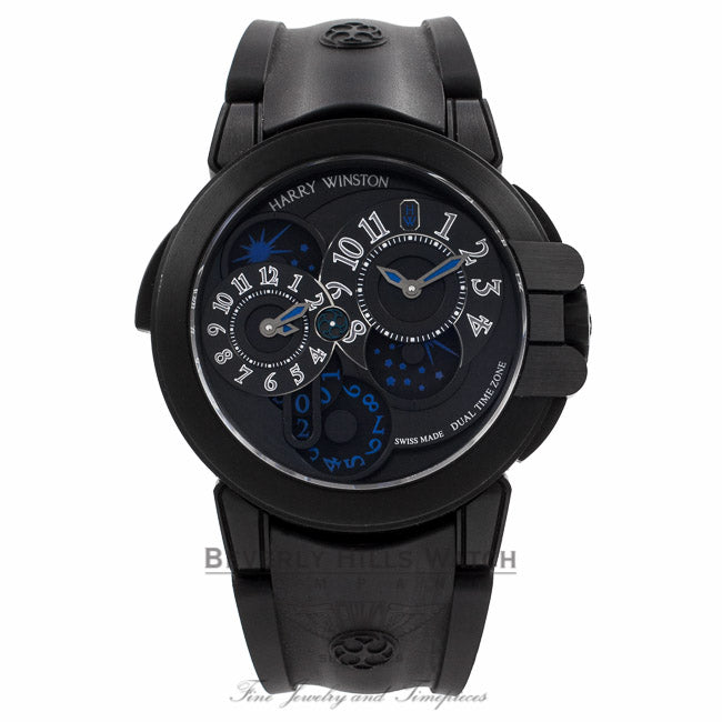 Harry Winston Ocean Dual Time Black Edition 400/MATZ44ZKC.K2 - Beverly Hills Watch Company Watch Store