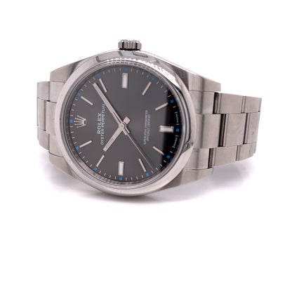 Rolex Oyster Perpetual 39mm Stainless Steel Grey Dial 114300 HFW4XK - Beverly Hills Watch Company