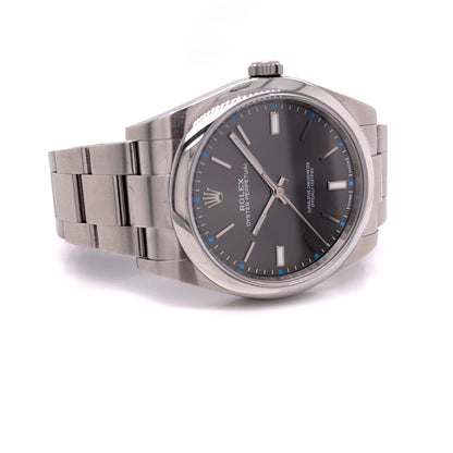 Rolex Oyster Perpetual 39mm Stainless Steel Grey Dial 114300 HFW4XK - Beverly Hills Watch Company
