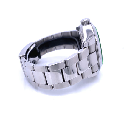 Rolex Milgauss 40mm Green Crystal Stainless Steel Black Dial 116400 - Beverly Hills Watch Company