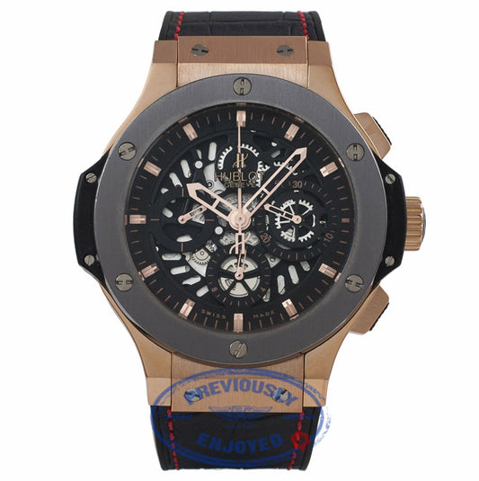 Hublot Aero Big Bang 44MM 18k Rose Gold Automatic Tantalum Bezel Black Skeleton Dial 310.PT.1180.RX 6T3X86