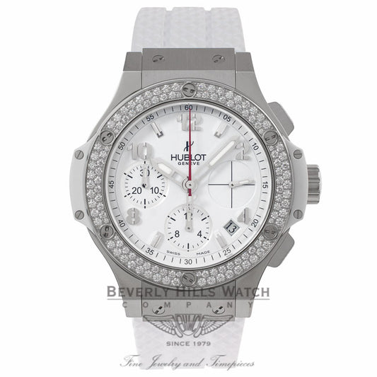 Hublot Big Bang Chronograph 41MM Stainless Steel Diamond Bezel White Dial & Rubber Strap 342.SE.230.RW.114 XMVJDY - Beverly Hills Watch Company