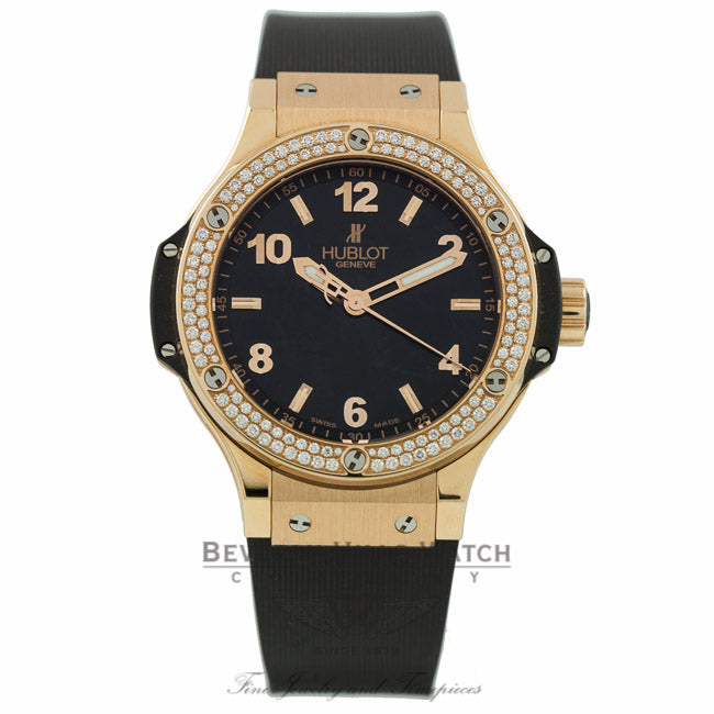 Hublot Big Bang Black Dial Black Rubber Diamond Bezel 361.PX.1280.RX.1104 73E5R7 - Beverly Hills Watch Company