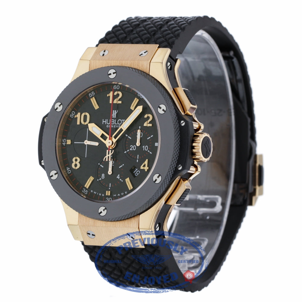 Hublot 44mm Classic Big Bang Rose Gold Ceramic Carbon Fiber Dial Chronograph 301.PB.131.RX 9WCZ51 - Beverly Hills Watch Company