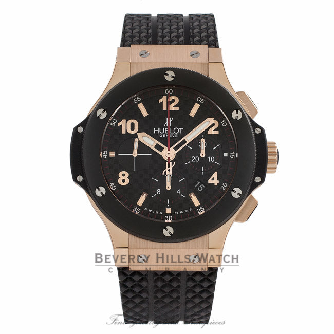 Hublot Big Bang Rose Gold Case Ceramic Bezel Carbon Fiber Dial Chronograph 44mm Watch 301.PB.131.RX ZW2ZQ6 - Beverly Hills Watch Store