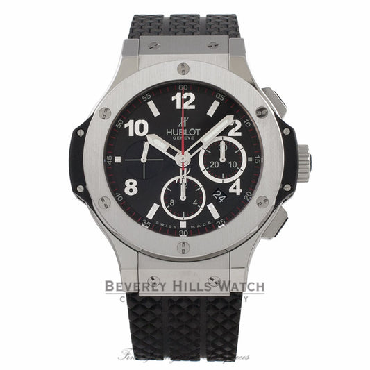 Hublot Big Bang Chronograph 44MM Stainless Steel Black Dial Black Rubber Strap 301.SX.130.RX 6PHQTX - Beverly Hills Watch Store