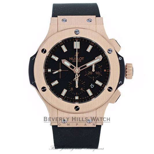 Hublot Big Bang Evolution 44MM 18k Rose Gold Black Dial Chronograph Black Strap 301.PX.1180.RX 886DCR - Beverly Hills Watch Company
