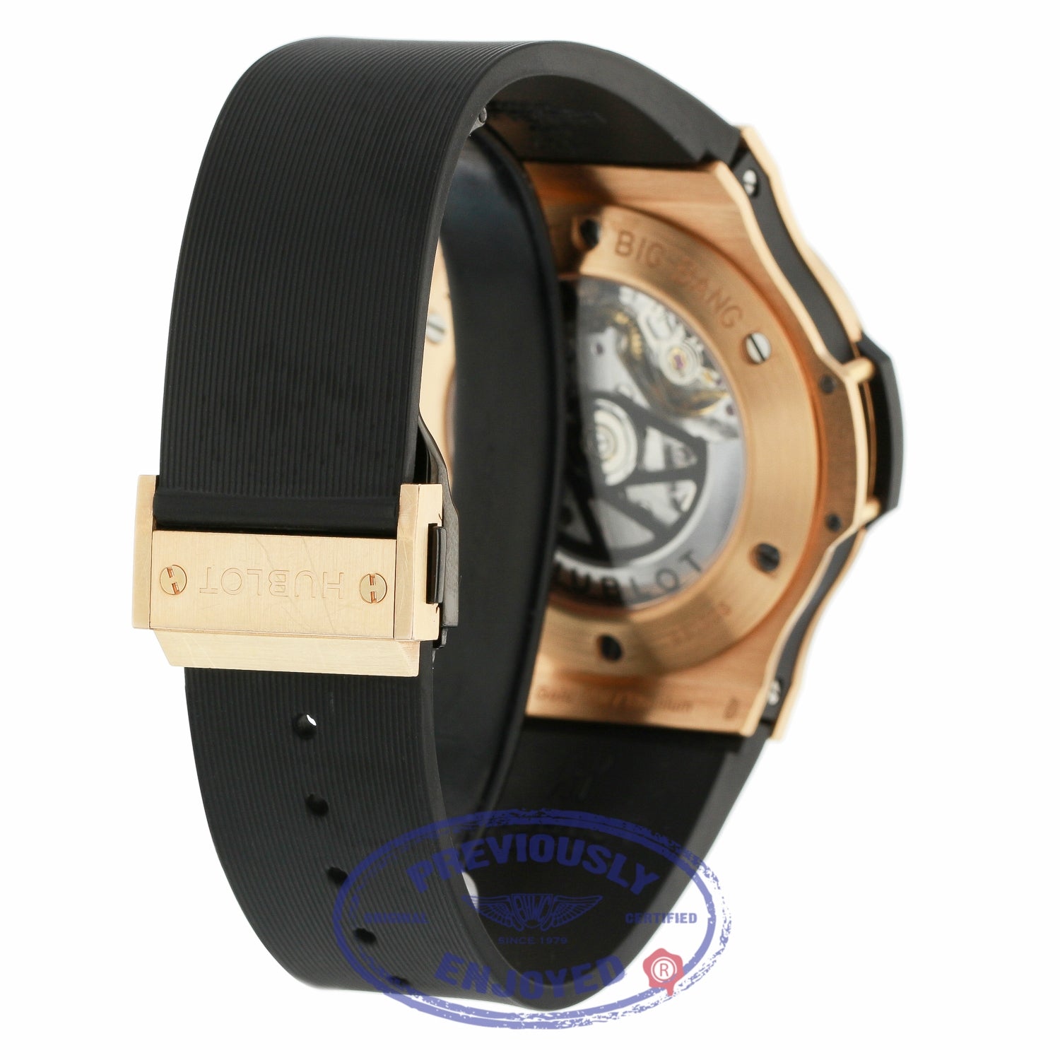 Hublot Big Bang Evolution 44MM 18k Rose Gold Automatic Black Dial Chronograph Black Strap 301.PX.1180.RX E3Q46V - Beverly Hills Watch Company