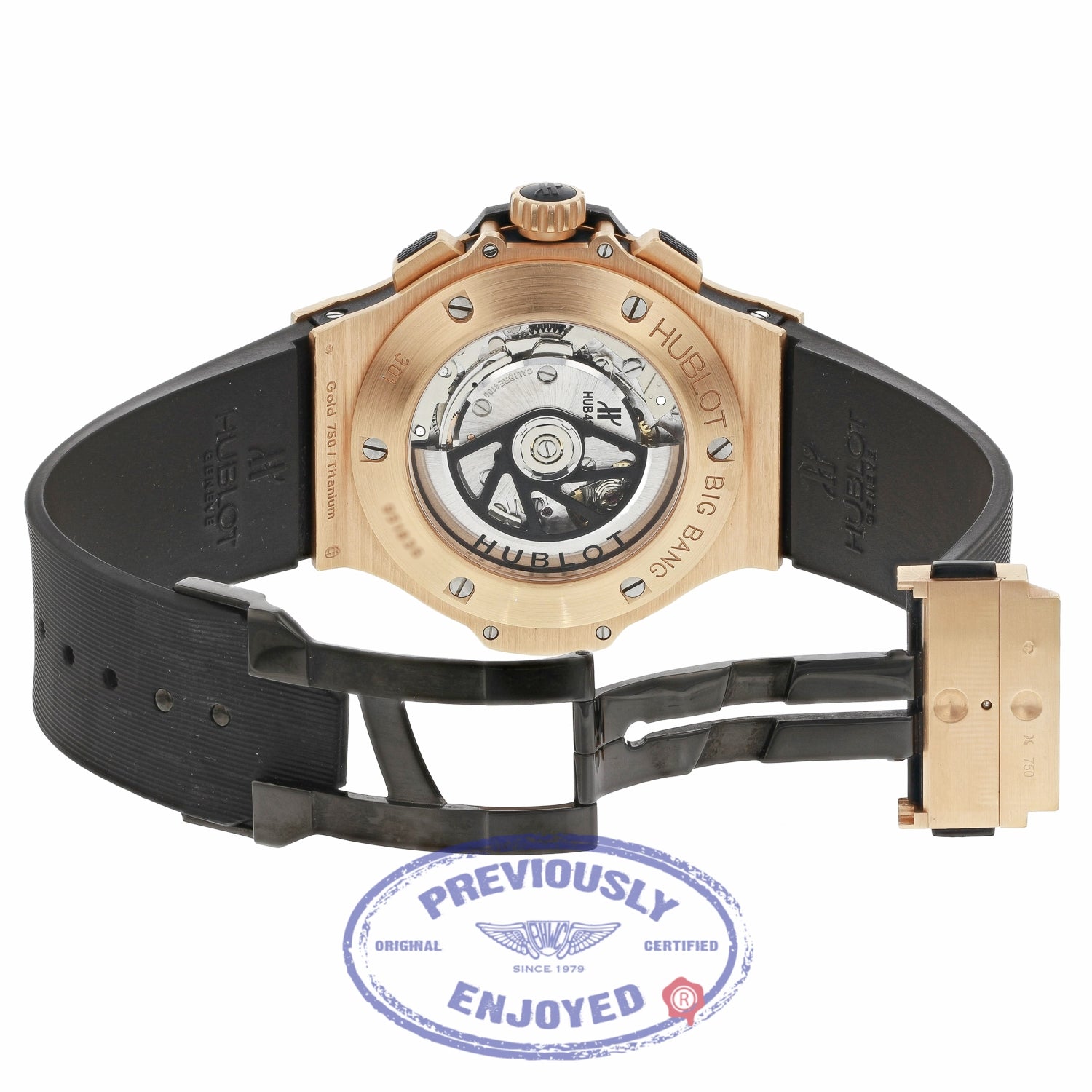 Hublot Big Bang Evolution 44MM 18k Rose Gold Automatic Black Dial Chronograph Black Strap 301.PX.1180.RX E3Q46V - Beverly Hills Watch Company