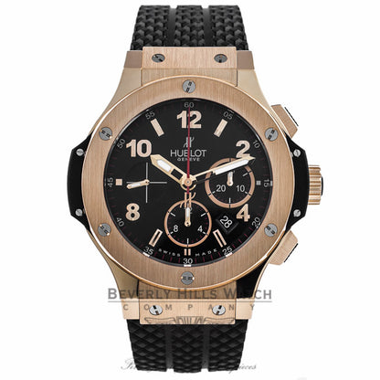 Hublot Big Bang Evolution Chronograph 44MM 18k Rose Gold Black Dial Black Rubber Strap 301.PX.130.RX 41UTQD - Beverly Hills Watch Company Watch Store