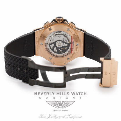 Hublot Big Bang Evolution Chronograph 44MM 18k Rose Gold Black Dial Black Rubber Strap 301.PX.130.RX 41UTQD - Beverly Hills Watch Company Watch Store