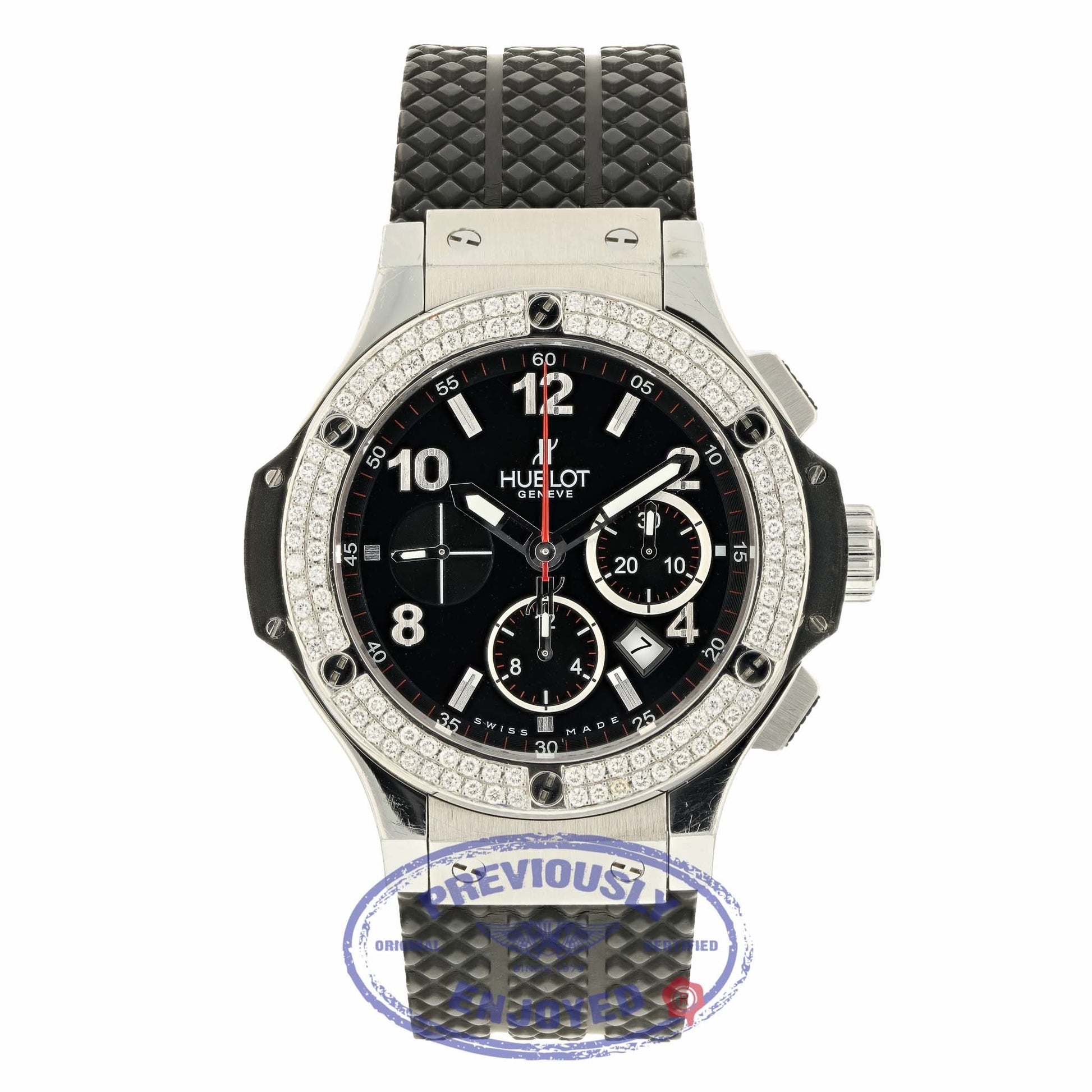 Hublot Big Bang 44MM Stainless Steel Diamond Bezel Black Dial 301.SX.130.RX M5J194 - Beverly Hills Watch Company