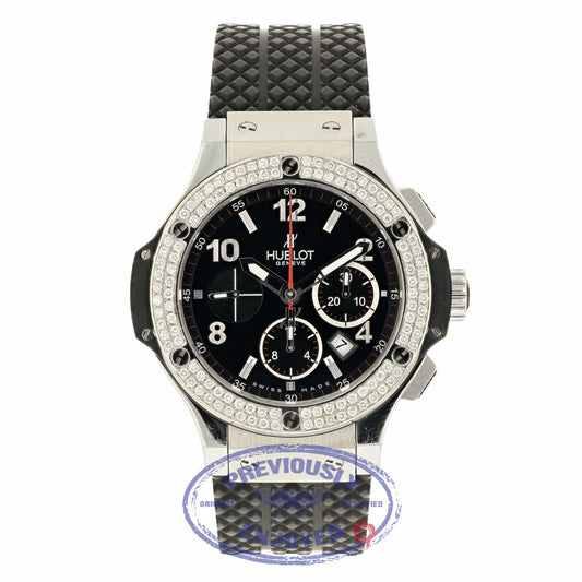 Hublot Big Bang 44MM Stainless Steel Diamond Bezel Black Dial 301.SX.130.RX M5J194 - Beverly Hills Watch Company