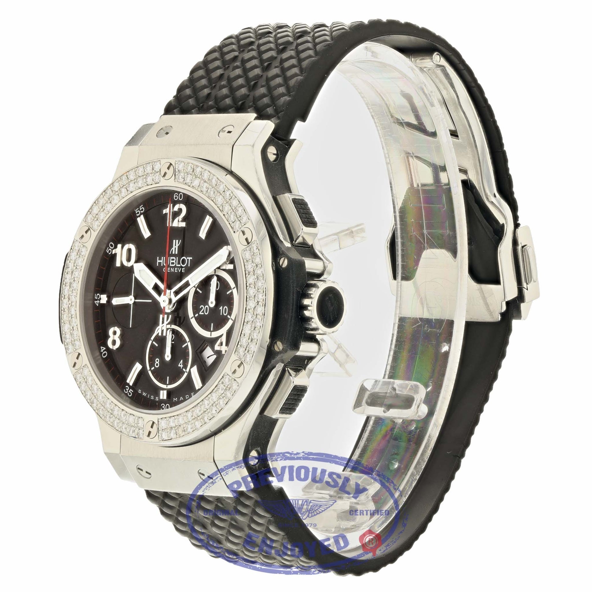 Hublot Big Bang 44MM Stainless Steel Diamond Bezel Black Dial 301.SX.130.RX M5J194 - Beverly Hills Watch Company