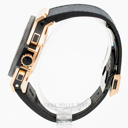 Hublot Big Bang Rose Gold 44mm Case Black Rubber Strap Carbon Fiber Dial Chronograph Watch 301.PM.1780.RX Beverly Hills Watch Company Watch Store