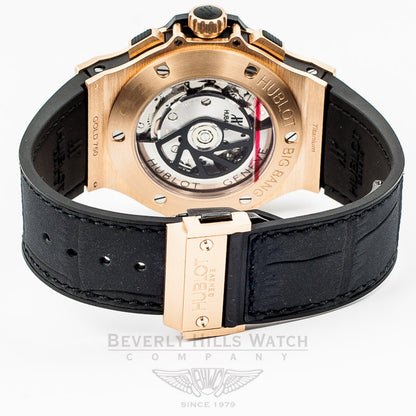 Hublot Big Bang Rose Gold 44mm Case Black Rubber Strap Carbon Fiber Dial Chronograph Watch 301.PM.1780.RX Beverly Hills Watch Company Watch Store