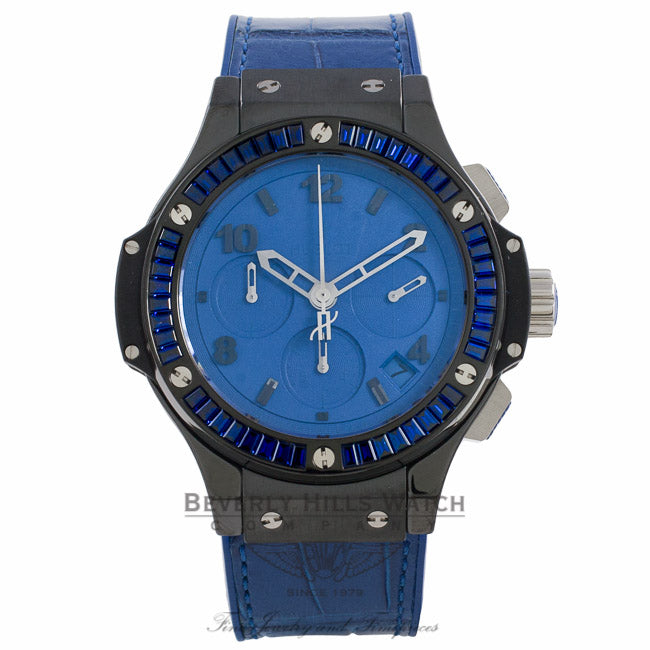Hublot Big Bang Tutti Frutti Dark Blue 41MM Black Ceramic Case Sapphire 18k White Gold PVD Bezel Blue Dial Blue Strap 341.CL.5190.LR.1901 CZFJ14 - Beverly Hills Watch Company Watch Store