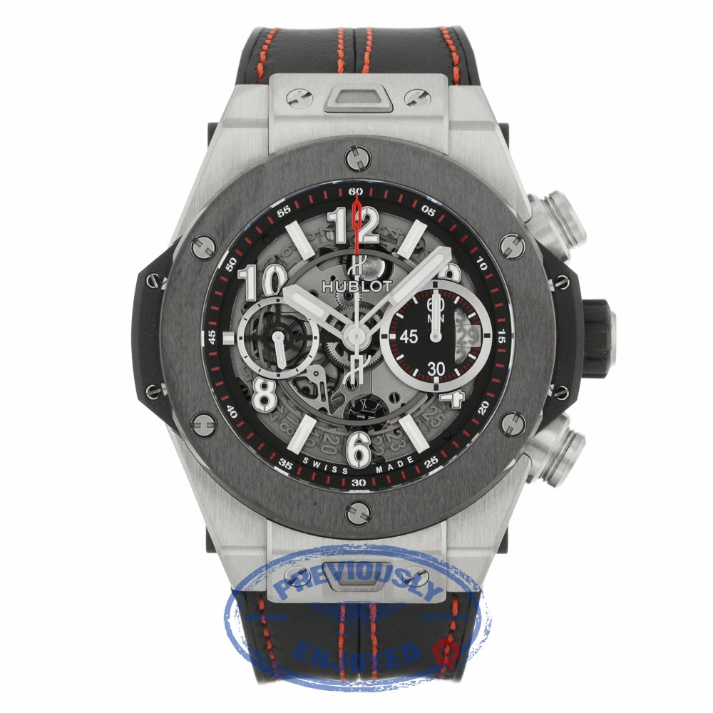 Hublot Big Bang Unico Chronograph 45MM Titanium Ceramic Bezel Skeleton Dial Rubber Strap 411.NM.1170.RX 03FMWX - Beverly Hills Watch Company