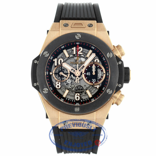 Hublot Big Bang Unico Chronograph 45MM Rose Gold Skeleton Dial 411.OM.1180.RX D2NE05 - Beverly Hills Watch Company