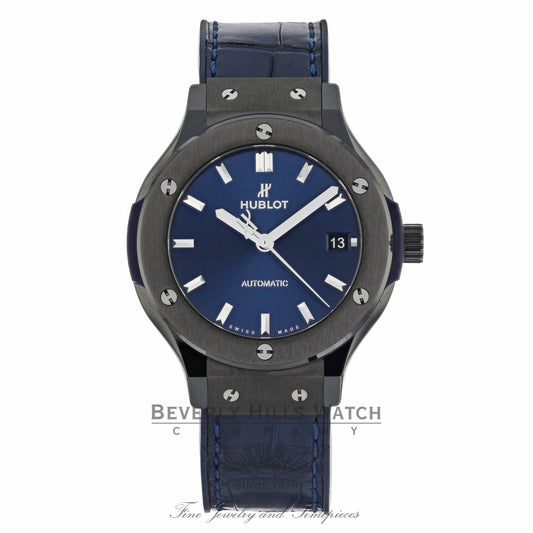 Hublot Classic Fusion 38mm Ceramic Blue Sunray Dial 565.CM.7170.LR WHW804 - Beverly Hills Watch