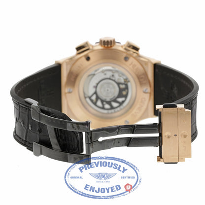 Hublot Classic Fusion Silver Dial Chronograph 18kt Rose Gold Black Leather 521.OX.2610.LR RVNZ9Q - Beverly Hills Watch