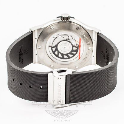 Hublot Classic Fusion Titanium Case/Bezel 45mm Black Rubber Strap Black Dial Watch 511.NX.1170.RX Beverly Hills Watch Company Watch Store