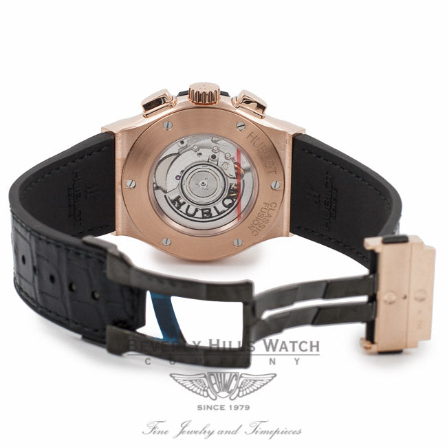 Hublot Classic Fusion Aero Chronograph 45MM 18k Rose Gold Black Dial 525.OX.0180.LR HUPE6U - Beverly Hills Watch Company Watch Store
