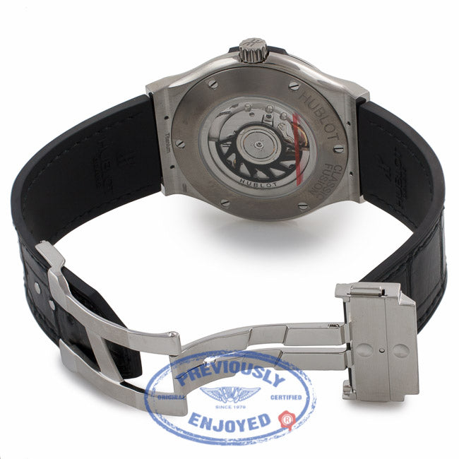 Hublot Classic Fusion 45MM Titanium Silver Dial Black Strap 511.NX.2610.LR FQ9158 - Beverly Hills Watch Company Watch Store