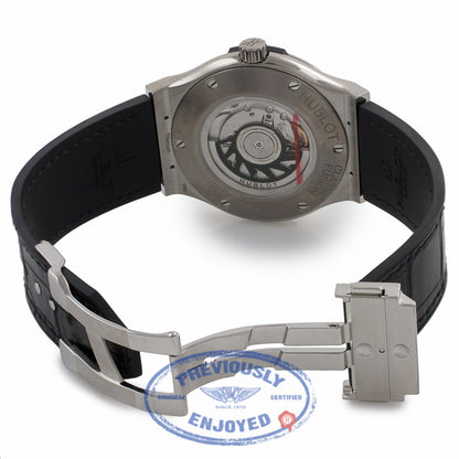 Hublot Classic Fusion 45MM Titanium Silver Dial Black Strap 511.NX.2610.LR FQ9158 - Beverly Hills Watch Company Watch Store