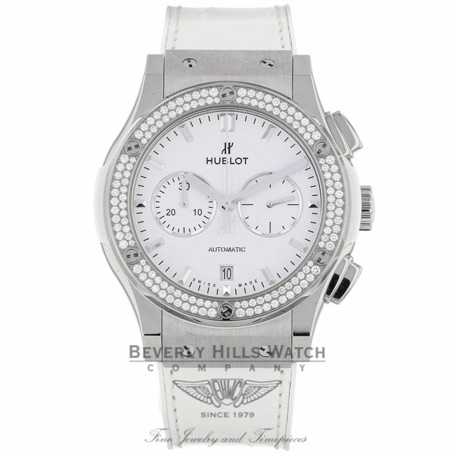 Hublot Classic Fusion Chronograph Titanium 42mm Diamond Bezel 541.NE.2010.LR.1104 P2ZPAL - Beverly Hills Watch Company